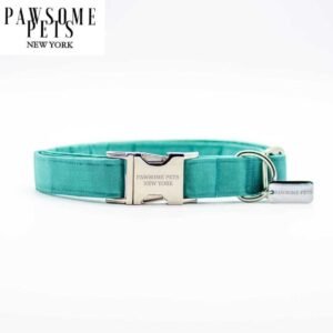 SMALL - SIZE DOG & CAT COLLAR - MINT GREEN VELVET