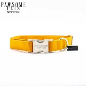 SMALL SIZE DOG & CAT COLLAR - YELLOW VELVET