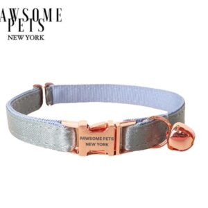 SMALL SIZE DOG & CAT COLLAR - SILVER BLUE GREY