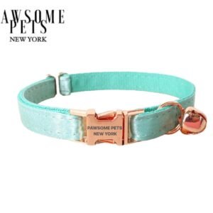 SMALL SIZE DOG & CAT COLLAR - SILVER MINT GREEN