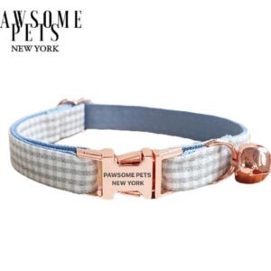 SMALL SIZE DOG & CAT COLLAR - BLUE GREY STRIPE