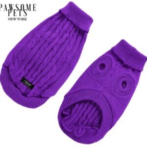 DOG AND CAT CABLE KNIT SWEATER - PURPLE