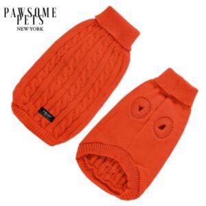 DOG AND CAT CABLE KNIT SWEATER - ORANGE
