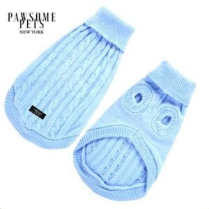 DOG AND CAT CABLE KNIT SWEATER - LIGHT BLUE