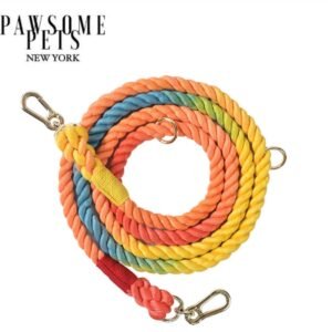 HANDS FREE DOG ROPE LEASH - DARK RAINBOW