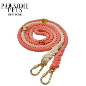 HANDS FREE DOG ROPE LEASH - OMBRE LIGHT CORAL