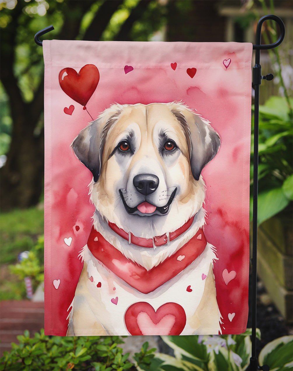 Anatolian Shepherd Dog My Valentine Garden Flag - Image 3