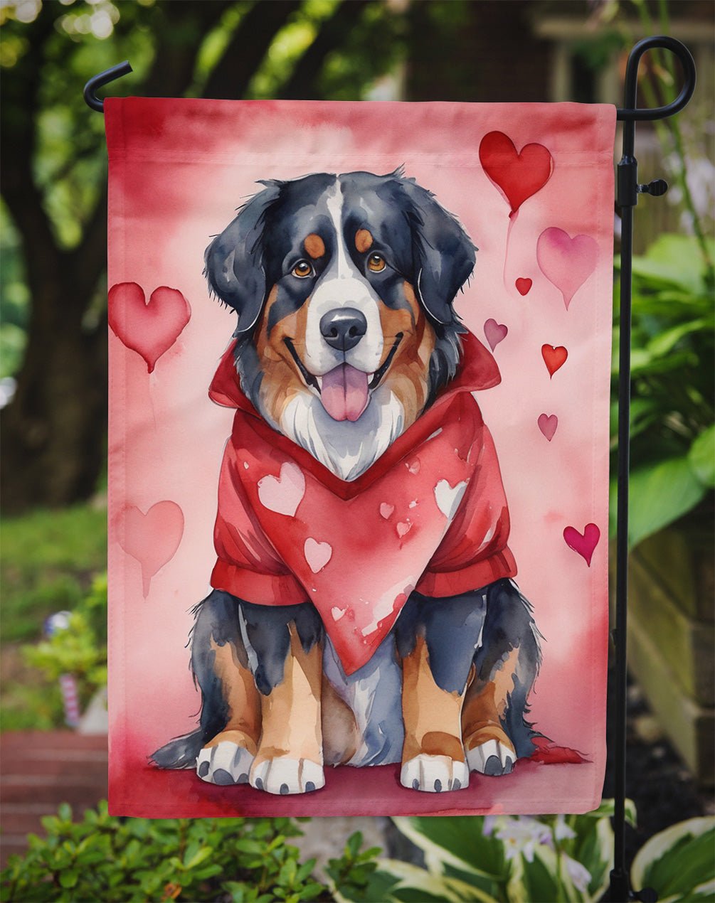 Bernese Mountain Dog My Valentine Garden Flag - Image 3