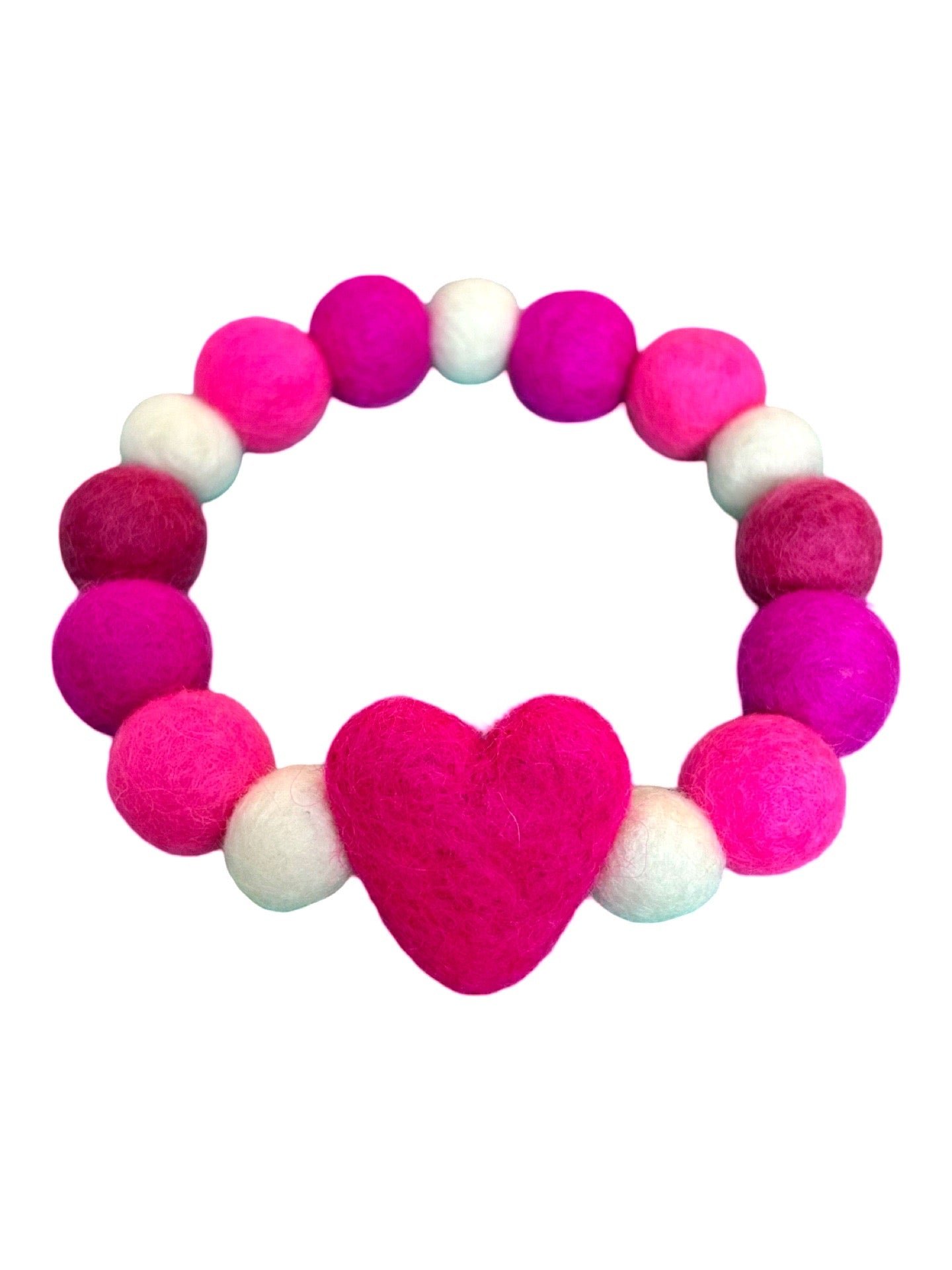 Pink Valentine Heart Pom Pom Dog Collar - Image 2
