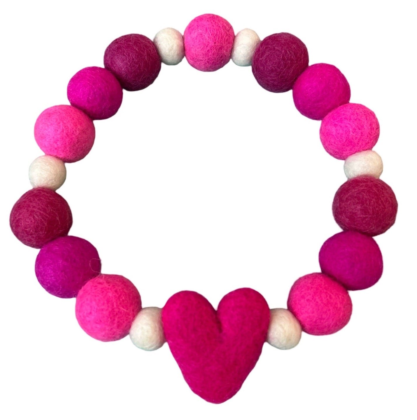 Pink Valentine Heart Pom Pom Dog Collar
