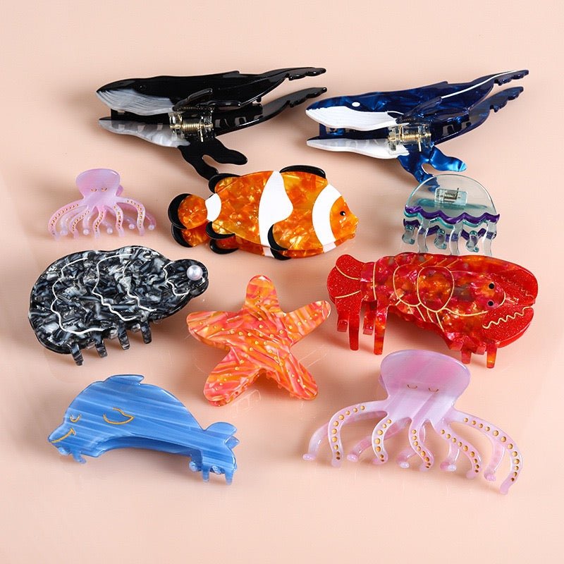 PAWSOME PETS NEW YORK Hand-painted OCEAN Claw Hair Clip #2 | Eco-Friendly - Image 2