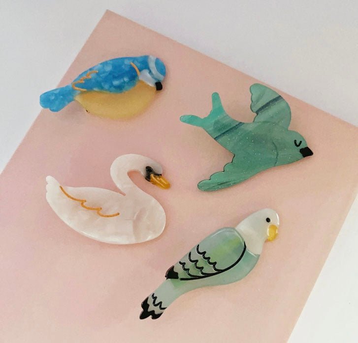 PAWSOME PETS NEW YORK Hand-painted BIRDS COLLECTION Hair Clip # 5 | Eco-Friendly - Image 2