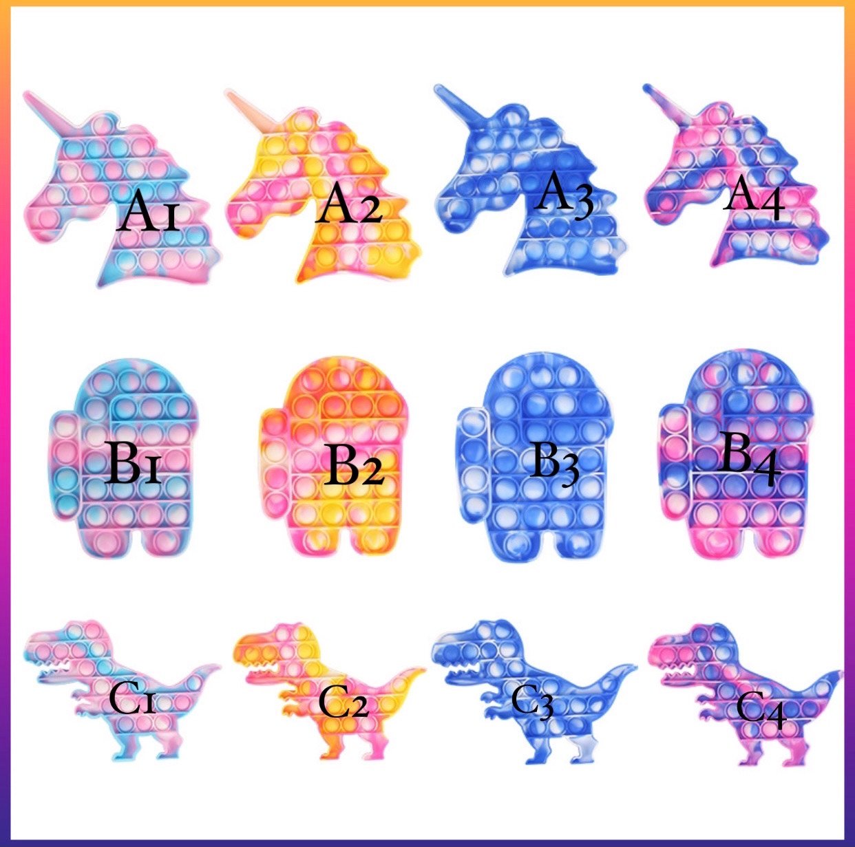 Jumbo Push Pop Fidget Sensory Toy- mixed collection - Image 3