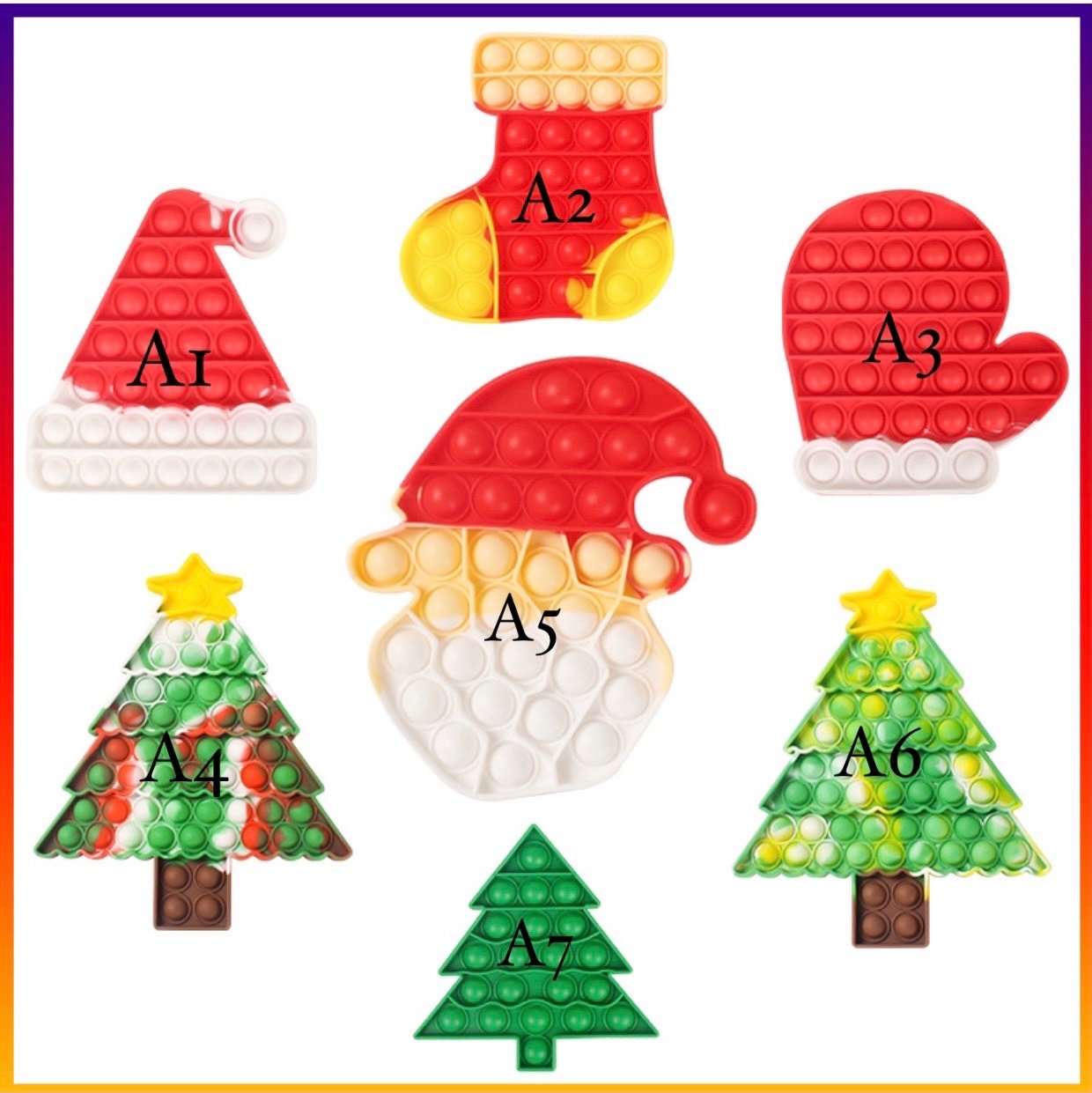 Jumbo Push Pop Fidget Sensory Toy- Christmas collection - Image 3